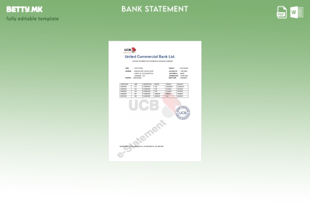 модерен стил Шаблон за зборови за извод од комерцијална банкарска сметка Банглад